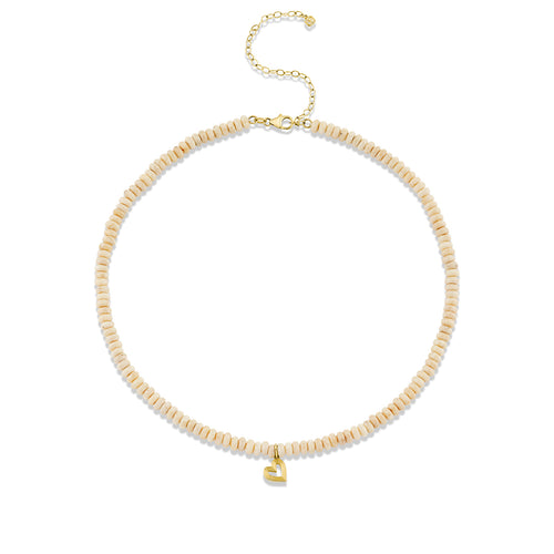 Pure Gold Fluted Heart on Cream Jasper Choker Necklace