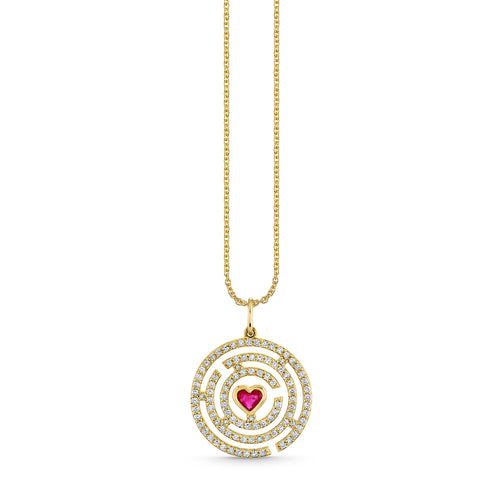 Gold, Diamond & Ruby Love Labyrinth Charm