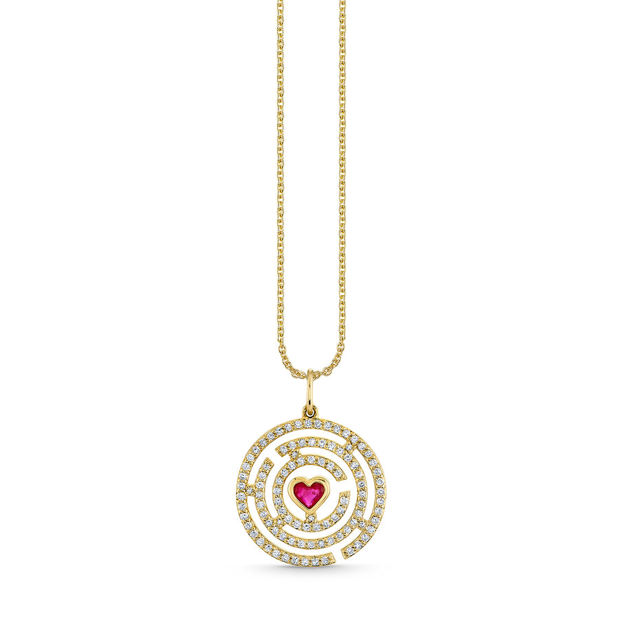 Gold, Diamond & Ruby Love Labyrinth Charm - Sydney Evan Fine Jewelry