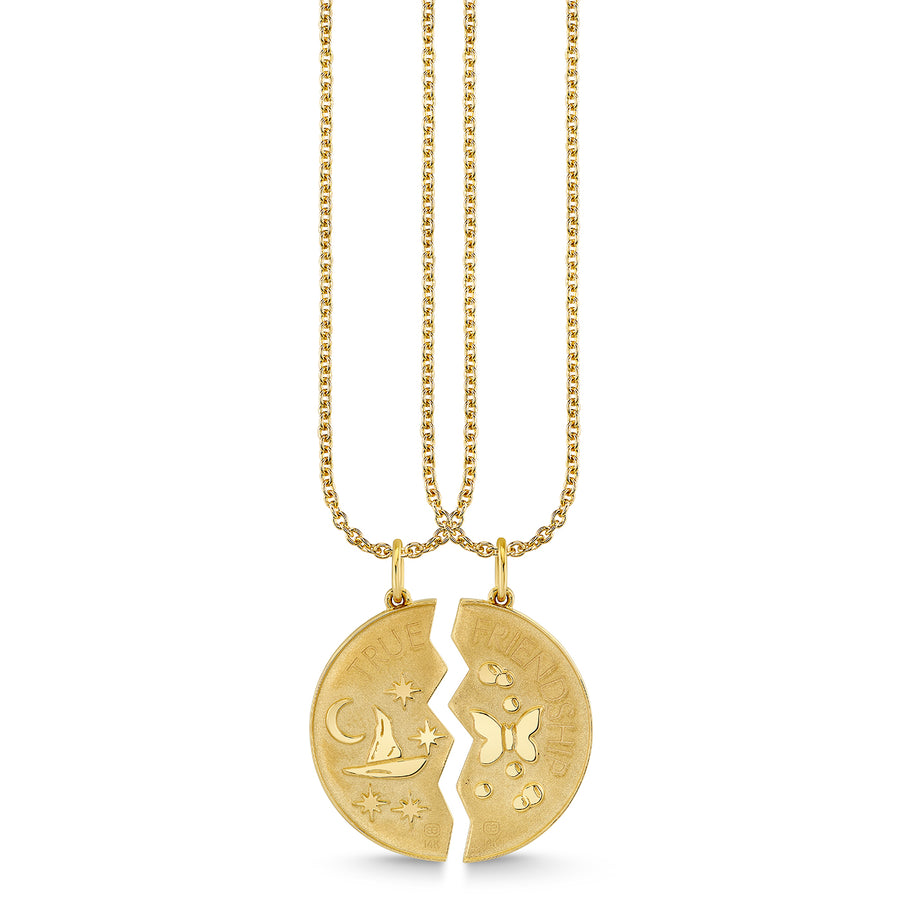 Gold, Pink Sapphire & Emerald Wicked Mizpah Coin Necklace Set - Sydney Evan Fine Jewelry