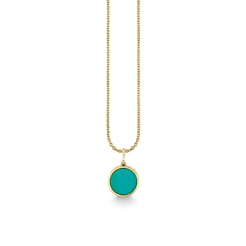 Gold & Diamond Turquoise Heart Stone Inlay Icon Charm