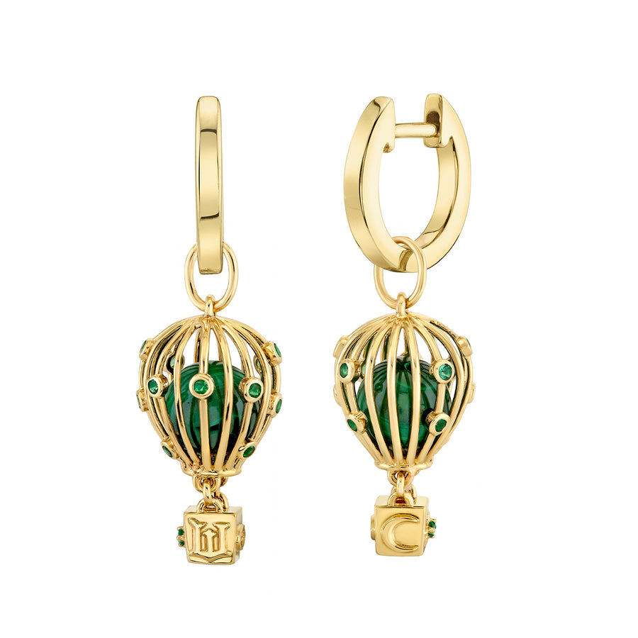 Gold & Emerald Hot Air Balloon Hoops - Sydney Evan Fine Jewelry