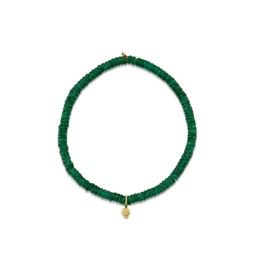 Gold & Emerald Artichoke Charm on Green Aventurine