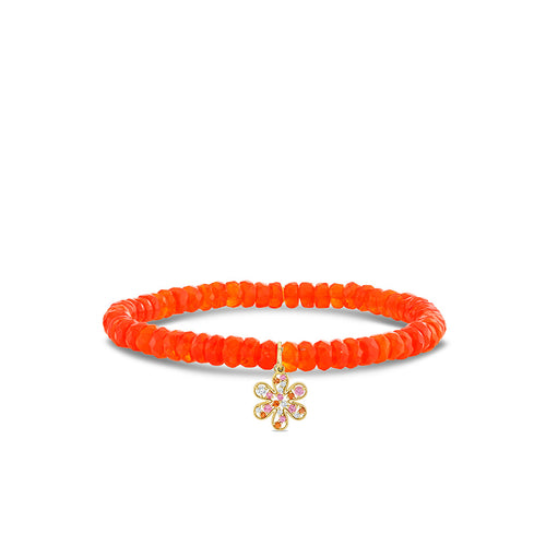 Gold & Diamond Cocktail Sapphire Daisy on Tangerine Opal