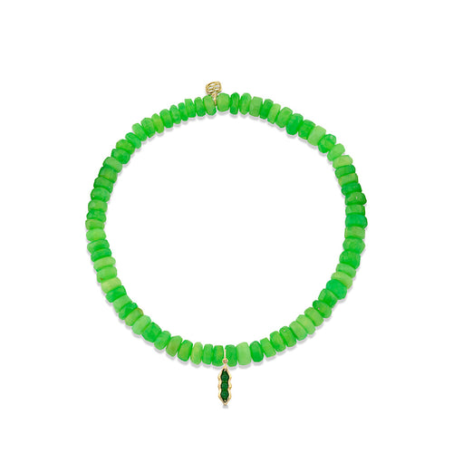 Gold & Green Jade Pea Pod Charm on Kiwi Ethiopian Opal