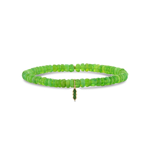 Gold & Green Jade Pea Pod Charm on Kiwi Ethiopian Opal