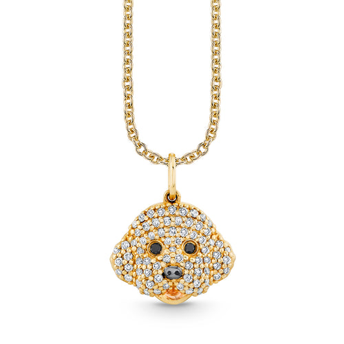 Gold & Diamond Bichon Frise Dog Charm