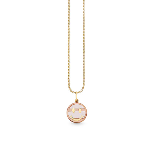 Gold & Gemstone Carved Stone Happy Face Charm