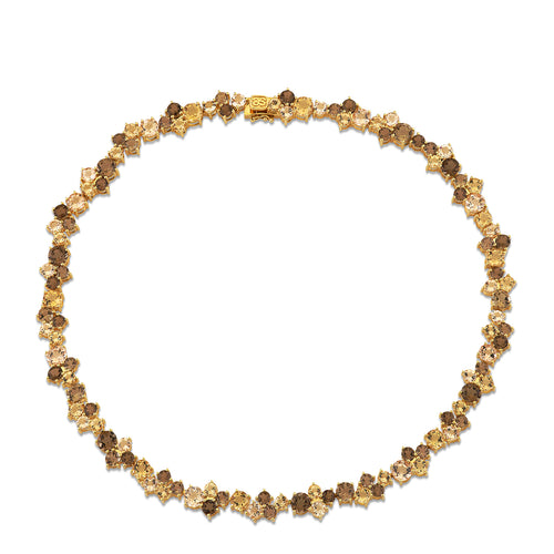 Gold & Multi Color Topaz Wide Cocktail Necklace