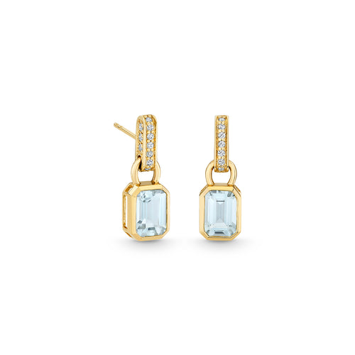 Gold & Diamond Aquamarine Earrings