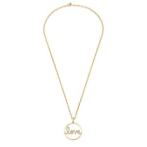 Gold & Diamond Love Pave Open Coin
