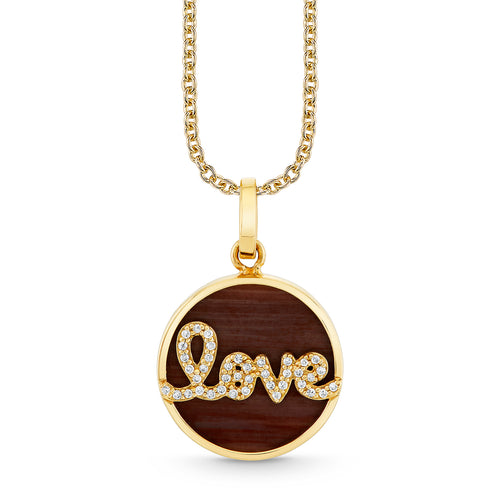 Gold & Diamond Tiger Eye Small Love Pave Coin