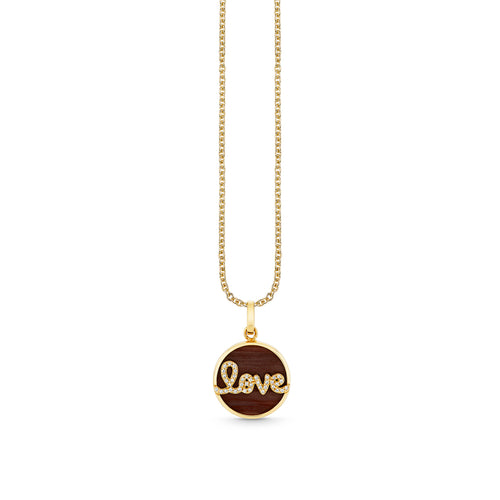 Gold & Diamond Tiger Eye Small Love Pave Coin