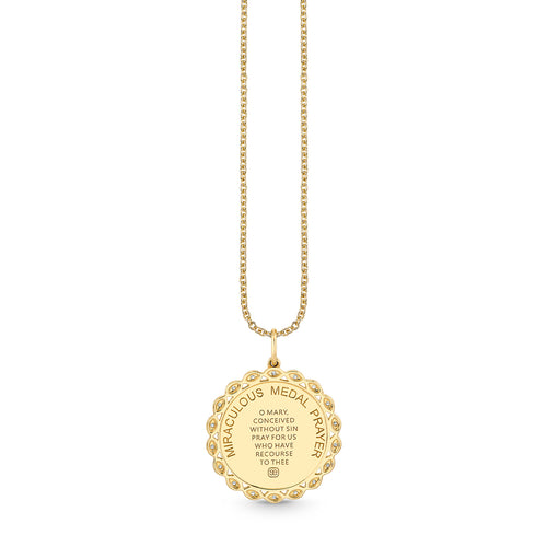 Gold & Diamond Blessed Mother Medal