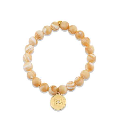 Gold & Diamond Marquise Eye Coin on Pearls