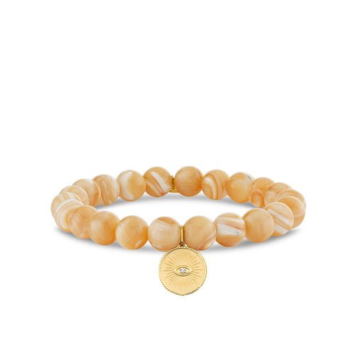 Gold & Diamond Marquise Eye Coin on Pearls