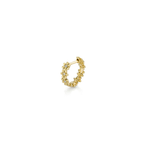 Gold & Diamond Tiny Daisy Huggie Hoops