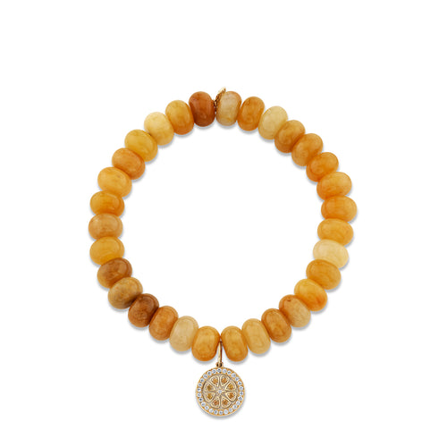 Gold & Diamond Yellow Sapphire Citrus Slice on Honey Jade