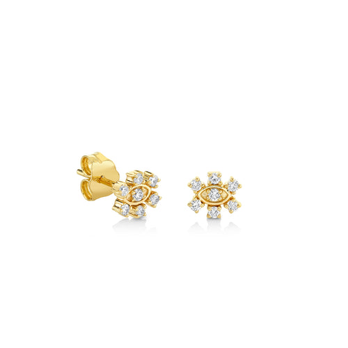 Kids Collection Gold & Diamond Small Marquise Eye Flower Stud