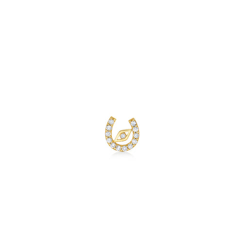 Gold & Diamond Eye Horseshoe Stud