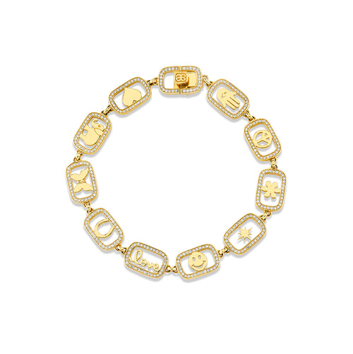 Gold & Diamond Open Icon Eternity Bracelet