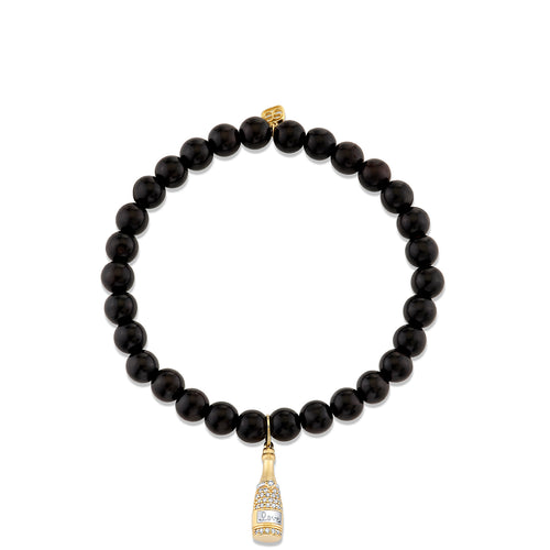 Gold & Diamond Champagne Bottle on Ebony