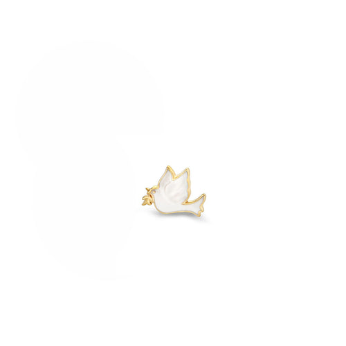 Gold & Enamel Dove Stud