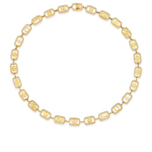 Gold & Diamond Open Icon Eternity Necklace