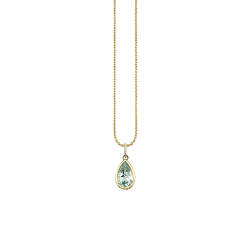 Gold & Aquamarine Icon Mounting Pear Charm