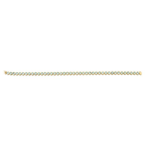 Gold & Aquamarine Icon Mounting Tennis Necklace