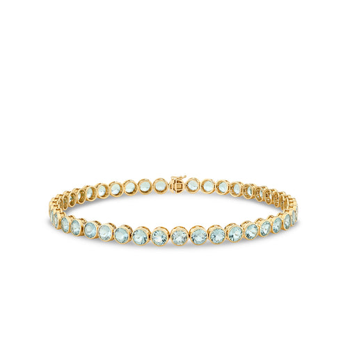 Gold & Aquamarine Icon Mounting Tennis Necklace