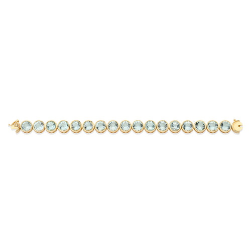 Gold & Aquamarine Icon Mounting Tennis Bracelet