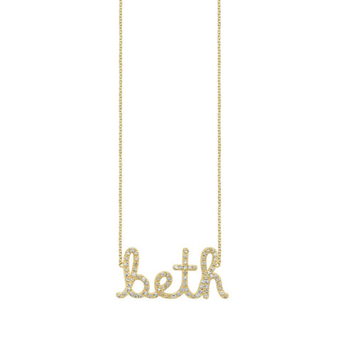 Gold & Diamond Medium Custom Script Necklace