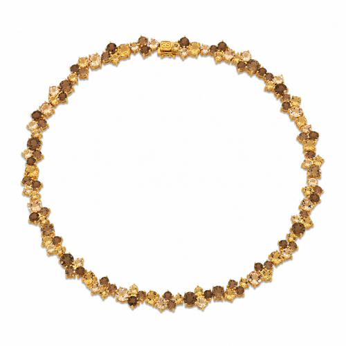 Gold & Multi Color Topaz Wide Cocktail Necklace