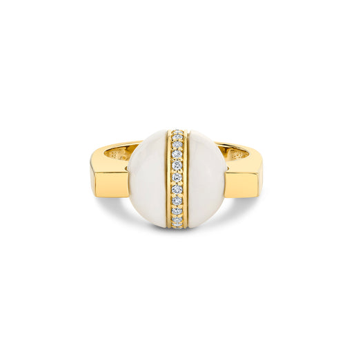 Gold & Diamond Onyx Bead Rolling Ring