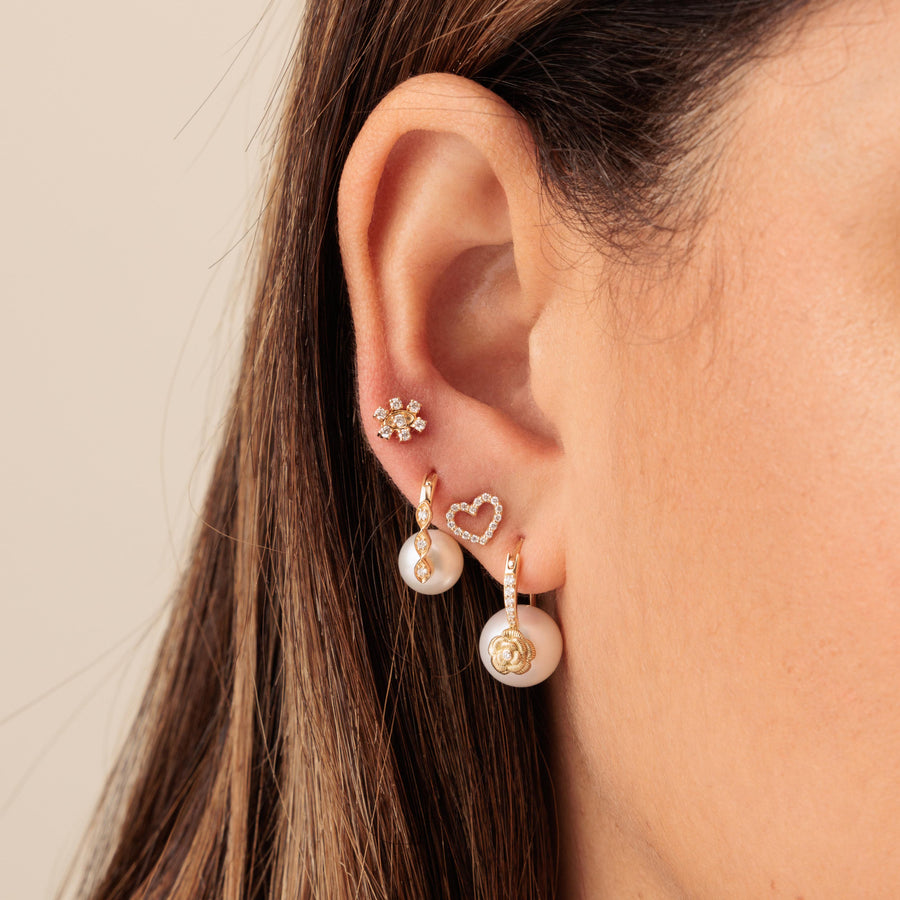Gold & Diamond Open Heart Stud - Sydney Evan Fine Jewelry