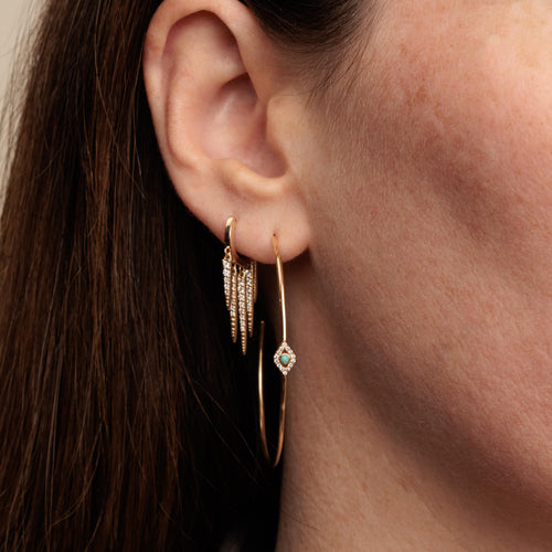 Gold & Diamond Graduated Fringe Huggie Hoops