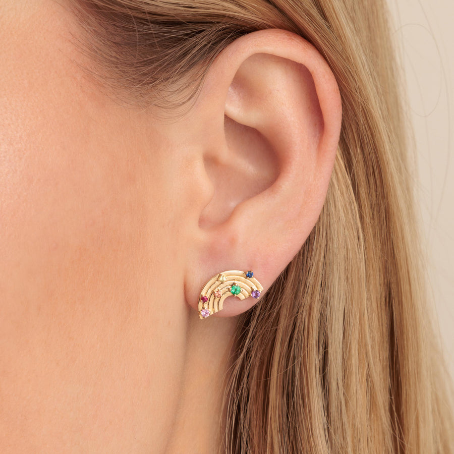 Gold & Gemstones Rainbow Stud - Sydney Evan Fine Jewelry