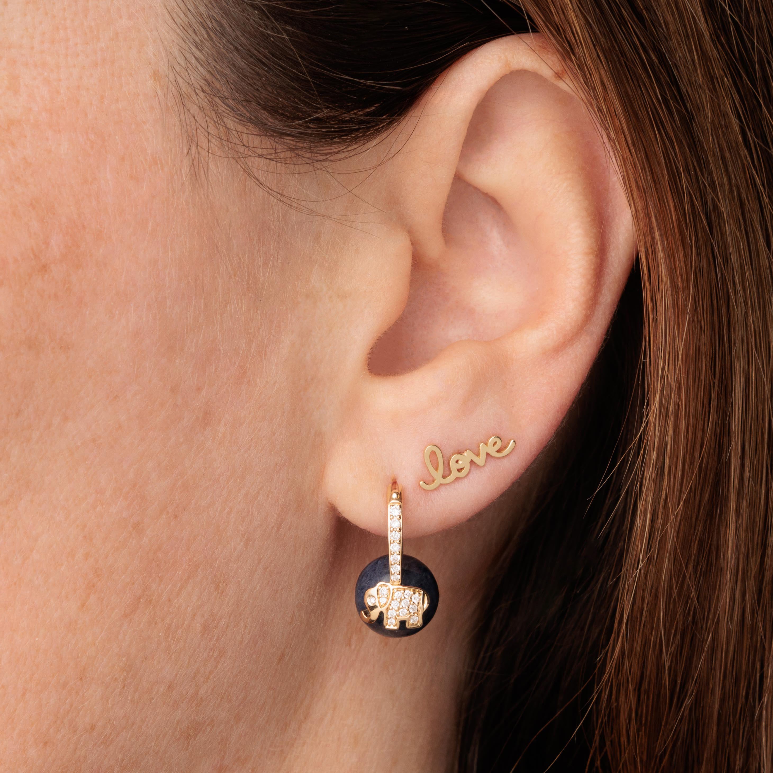 Shop Sydney Evan 14k Pure Gold Tiny Love Script Stud