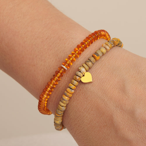 Gold & Enamel Tiny Heart on Jasper