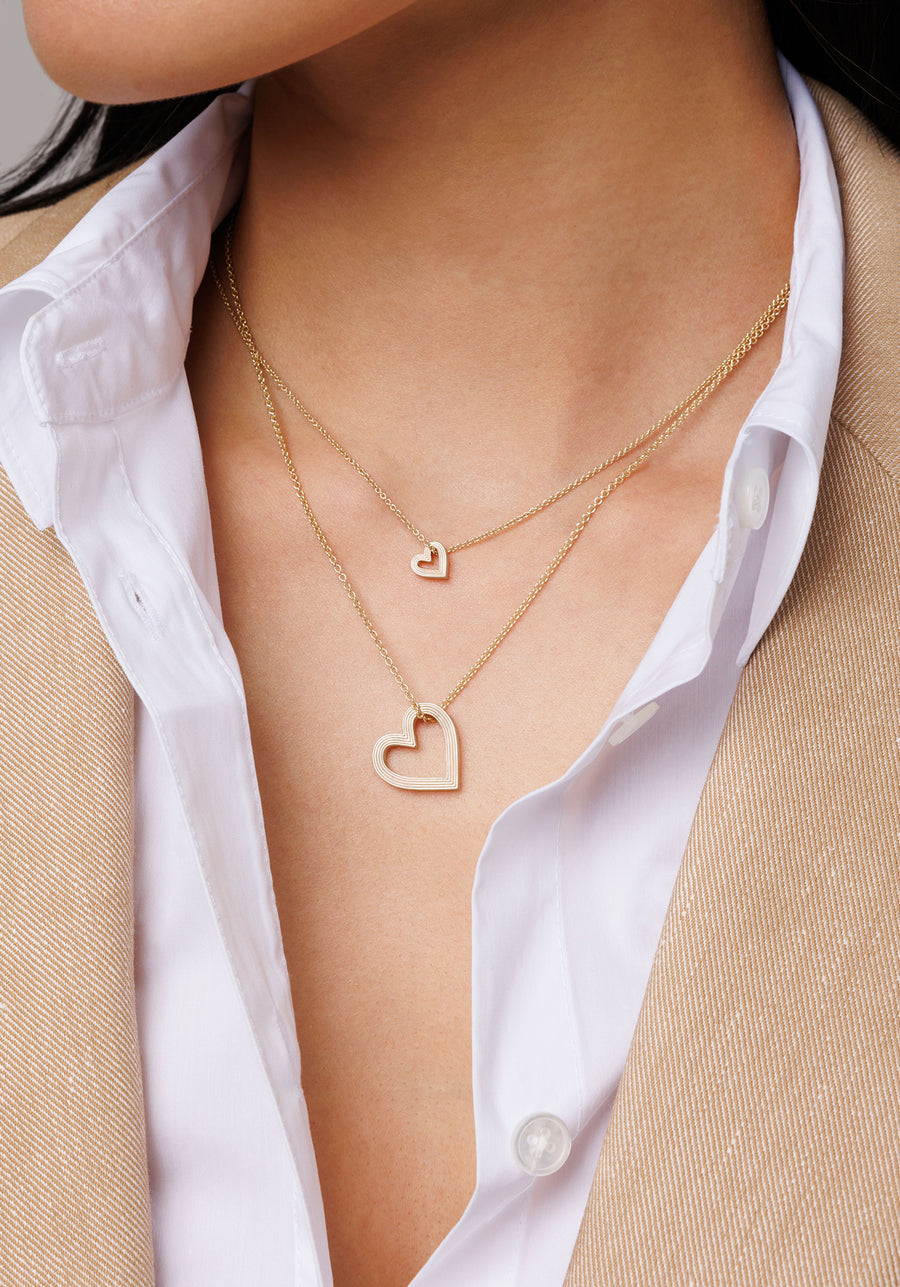 Gold Fluted Heart Charm - Sydney Evan Fine Jewelry