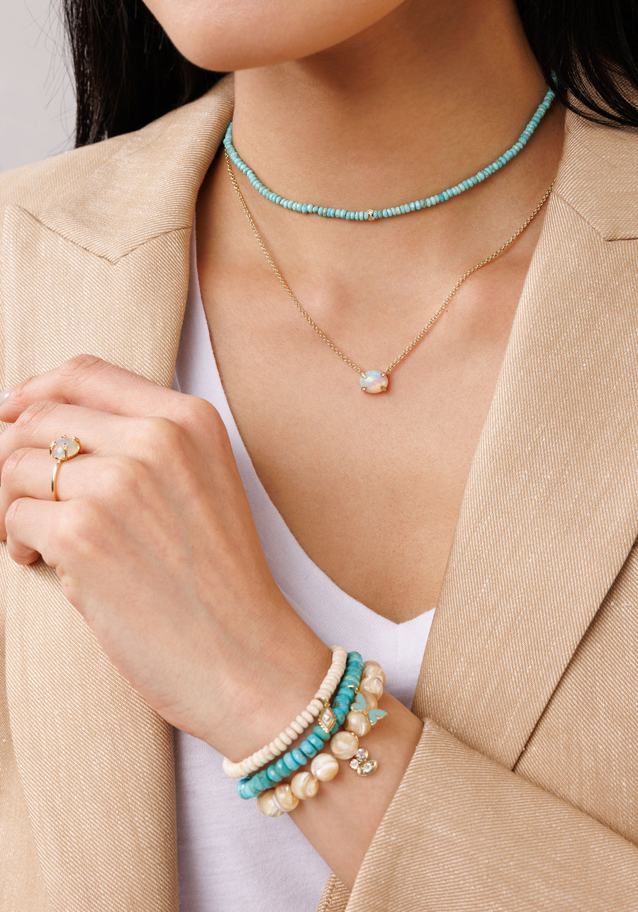 Gold & Diamond Bezel Eternity Rondelle Turquoise Choker - Sydney Evan Fine Jewelry