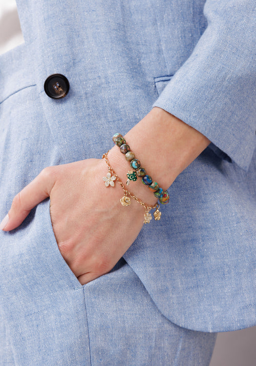 Gold & Diamond Celestial Enamel Mushroom on Jasper