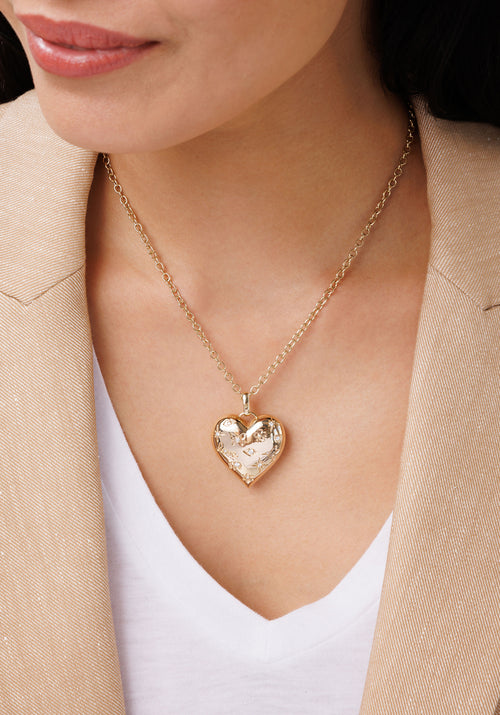 Gold & Diamond Puffy Icon Heart Charm