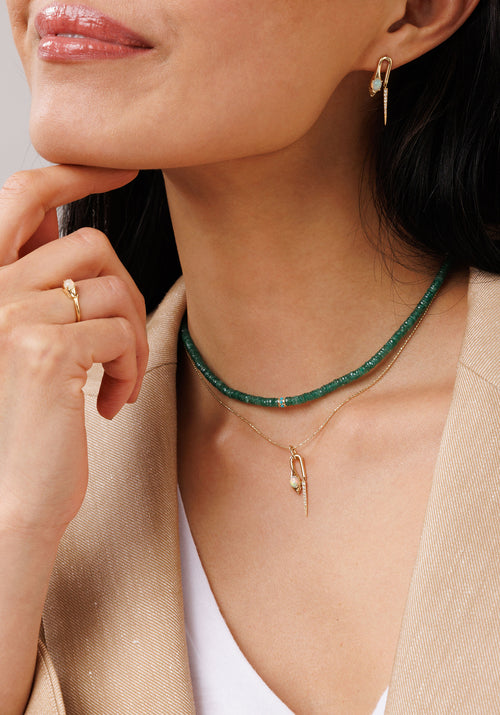 Gold, Diamond & Turquoise Pave Rondelle Aventurine Choker