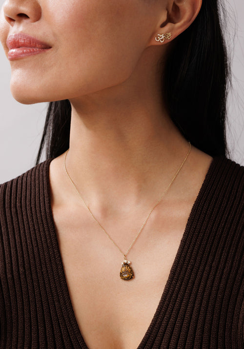 Gold & Diamond Carved Buddha Charm