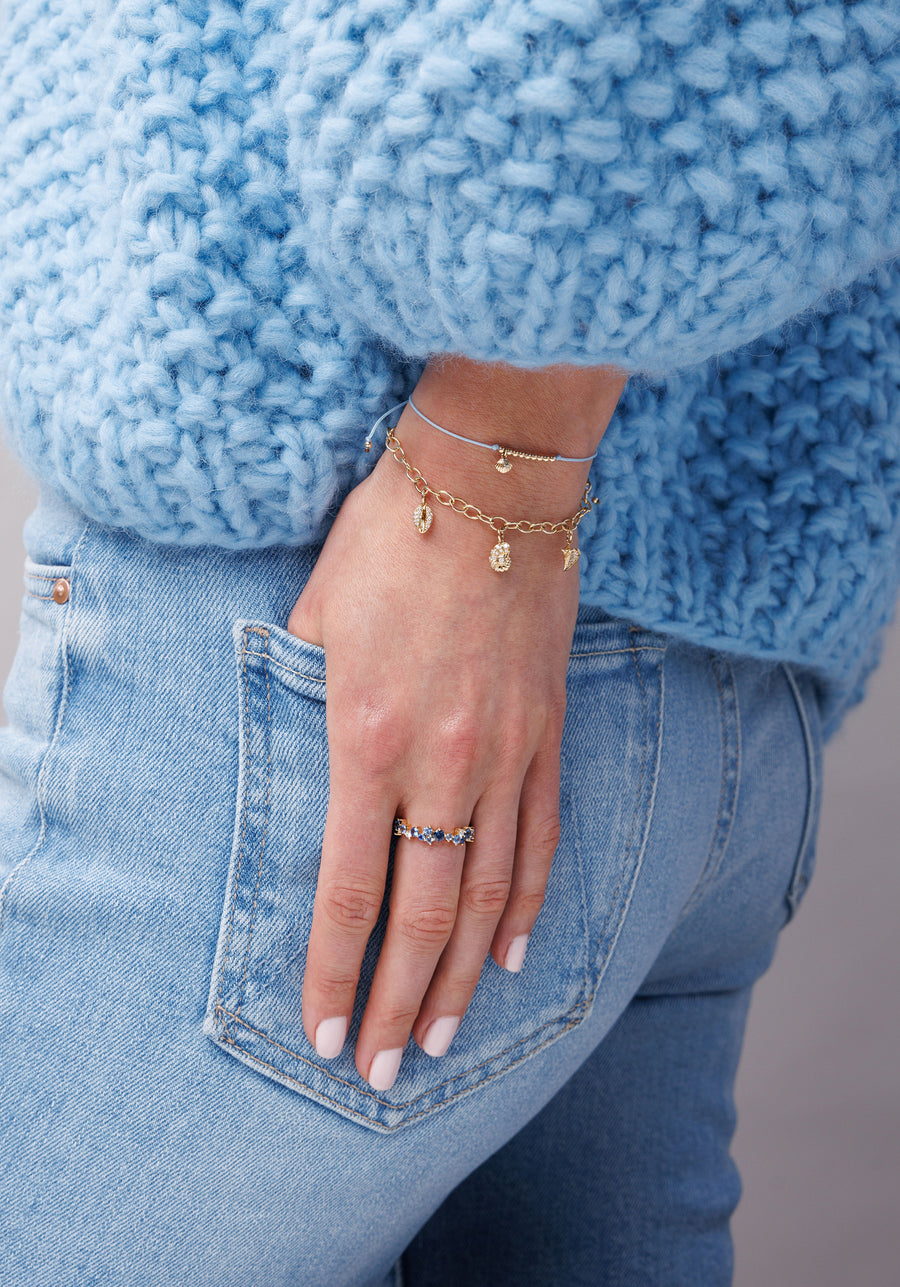 Gold & Diamond Tiny Clam Shell Cord Bracelet - Sydney Evan Fine Jewelry