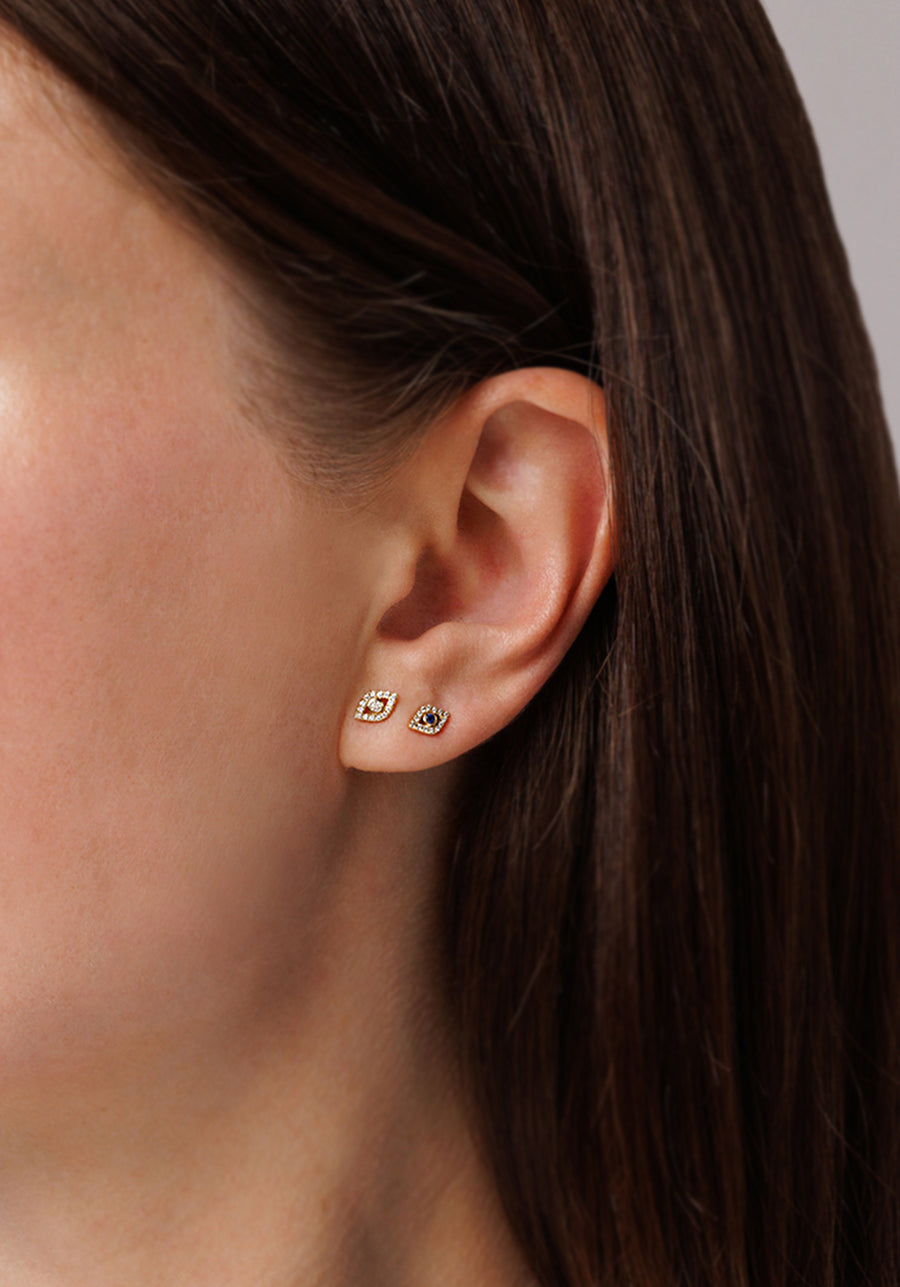 Gold & Diamond Mini Bezel Eye Stud - Sydney Evan Fine Jewelry