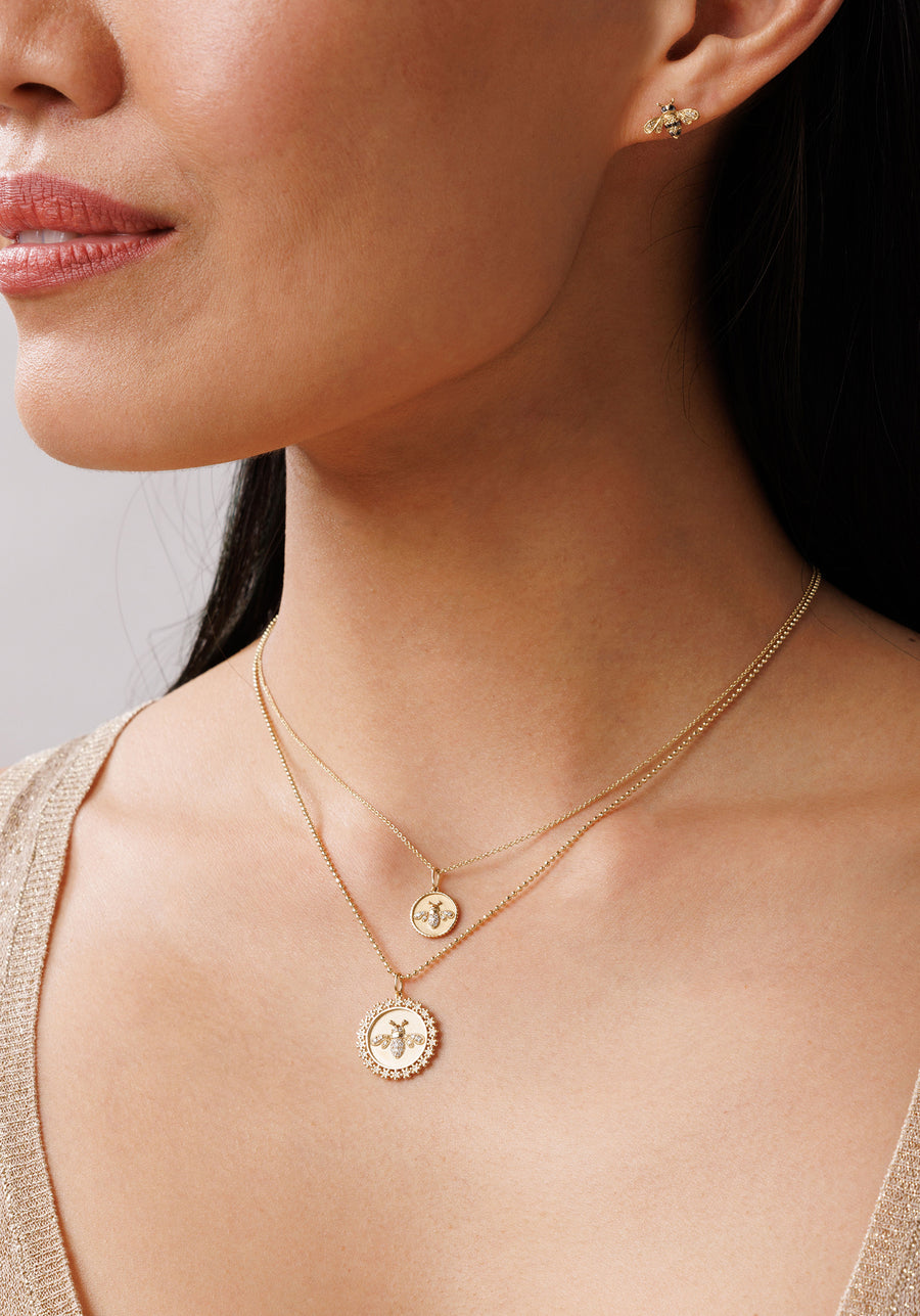 Gold & Diamond Bee Coin Charm - Sydney Evan Fine Jewelry