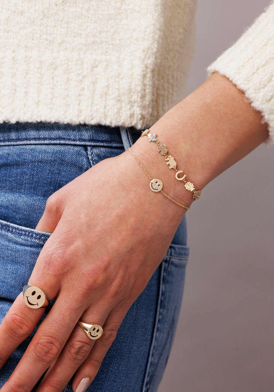 Pure Gold Happy Face Signet Ring - Sydney Evan Fine Jewelry